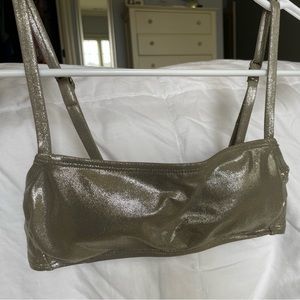 Metallic bandeau bikini top